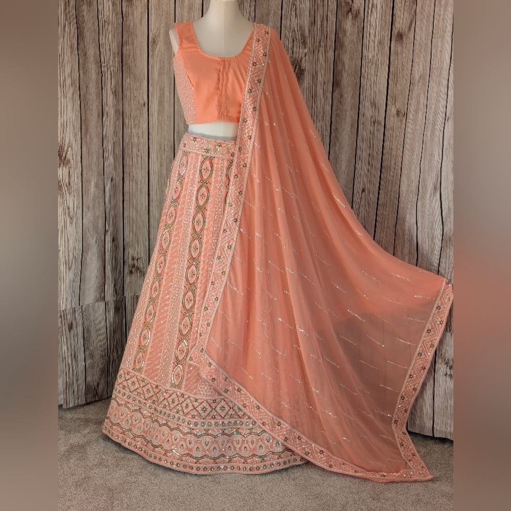 Elegant Peach Lehenga Choli Set